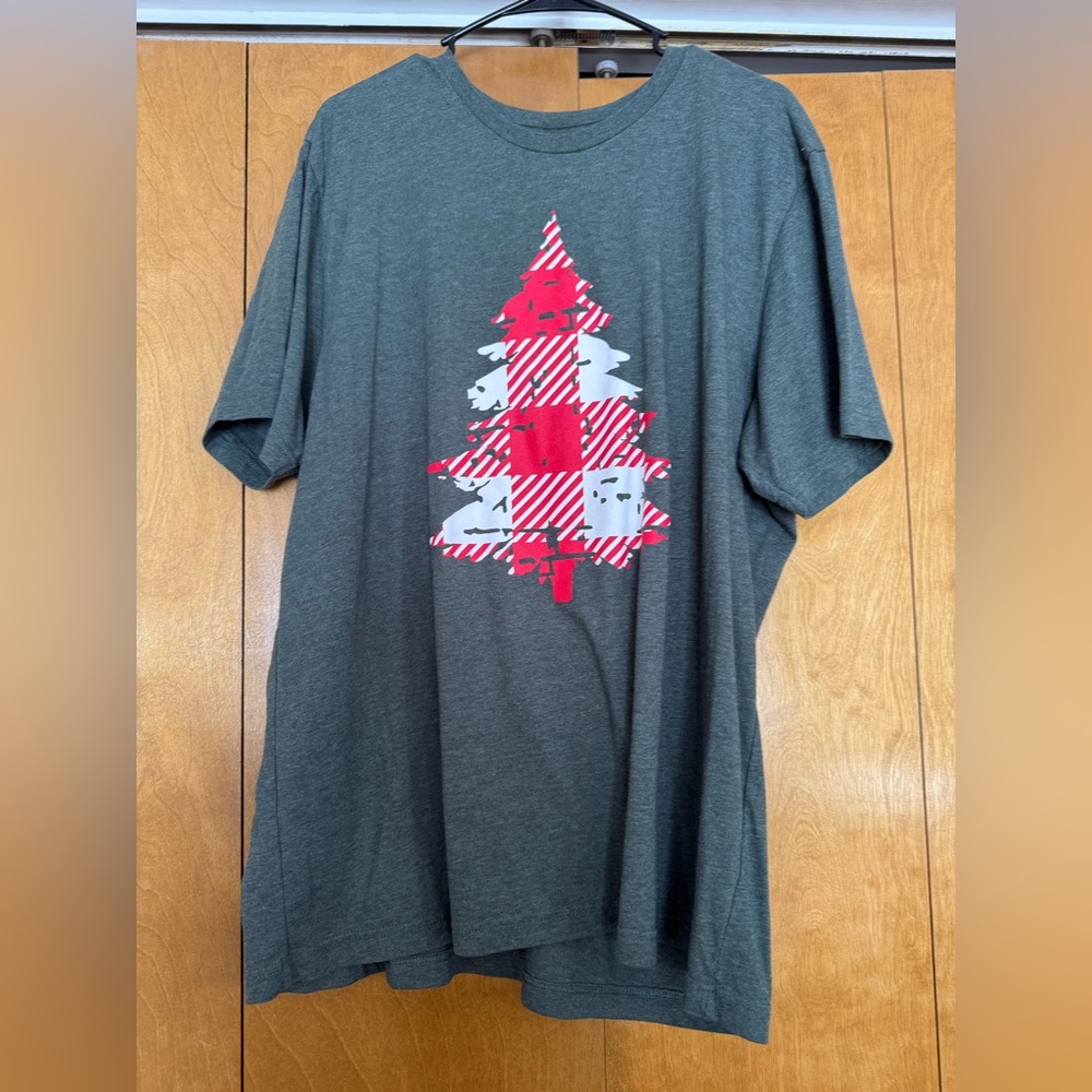 CLEARANCE Bella Canvas Dark Gray Plaid Christmas Tree Womens Tee